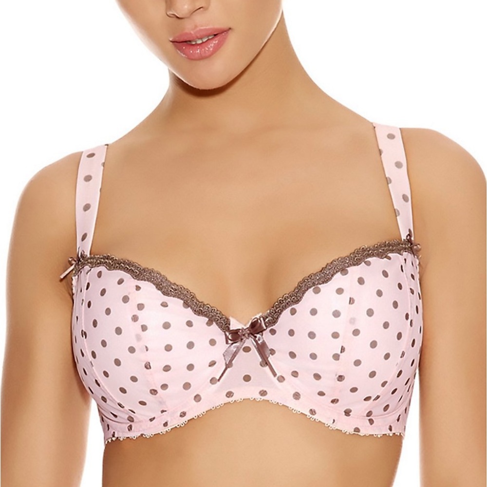 NEW NWT Freya Patsy Polka Dot Underwire Lined Half Cup Bra Ballet Pink Size 30D - Picture 3 of 14